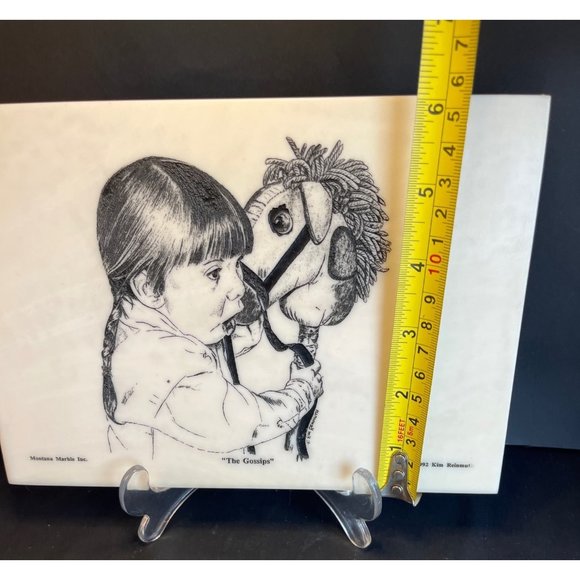Vintage Montana Marble Inc Etched Kim Reinmuth The Gossip Plaque Wall Hanging - Picture 6 of 7